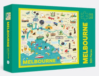 Melbourne map jigsaw puzzle box, 500-piece, green with city map artwork