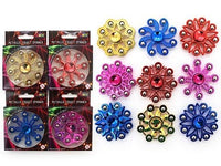Metallic finish fidget spinner display with multiple colorful starburst spinners