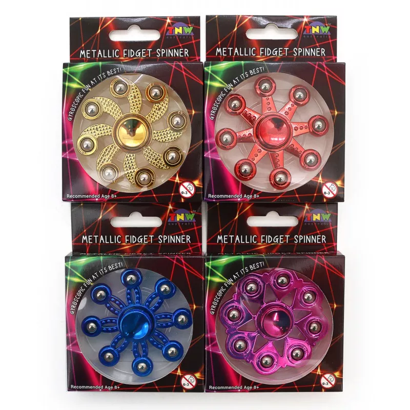 TNW metallic fidget spinner multipack with gold, red, blue, and pink options