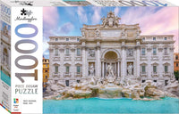 1000-piece jigsaw puzzle box with Trevi Fountain illustration, Italy