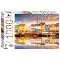 Jigsaw puzzle box showing Nyhavn Copenhagen harbor artwork and 1000-piece puzzle