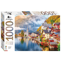 Mindbogglers 1000-piece jigsaw puzzle box, village scene artwork