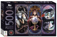 500-piece jigsaw puzzle box with mystical fantasy scene and central wizard figure