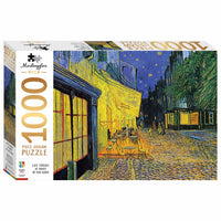 1000-piece jigsaw puzzle box showing café terrace artwork on the front