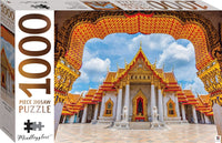 Jigsaw puzzle box with Marble Temple Thailand artwork, 1000-piece piece jigsaw