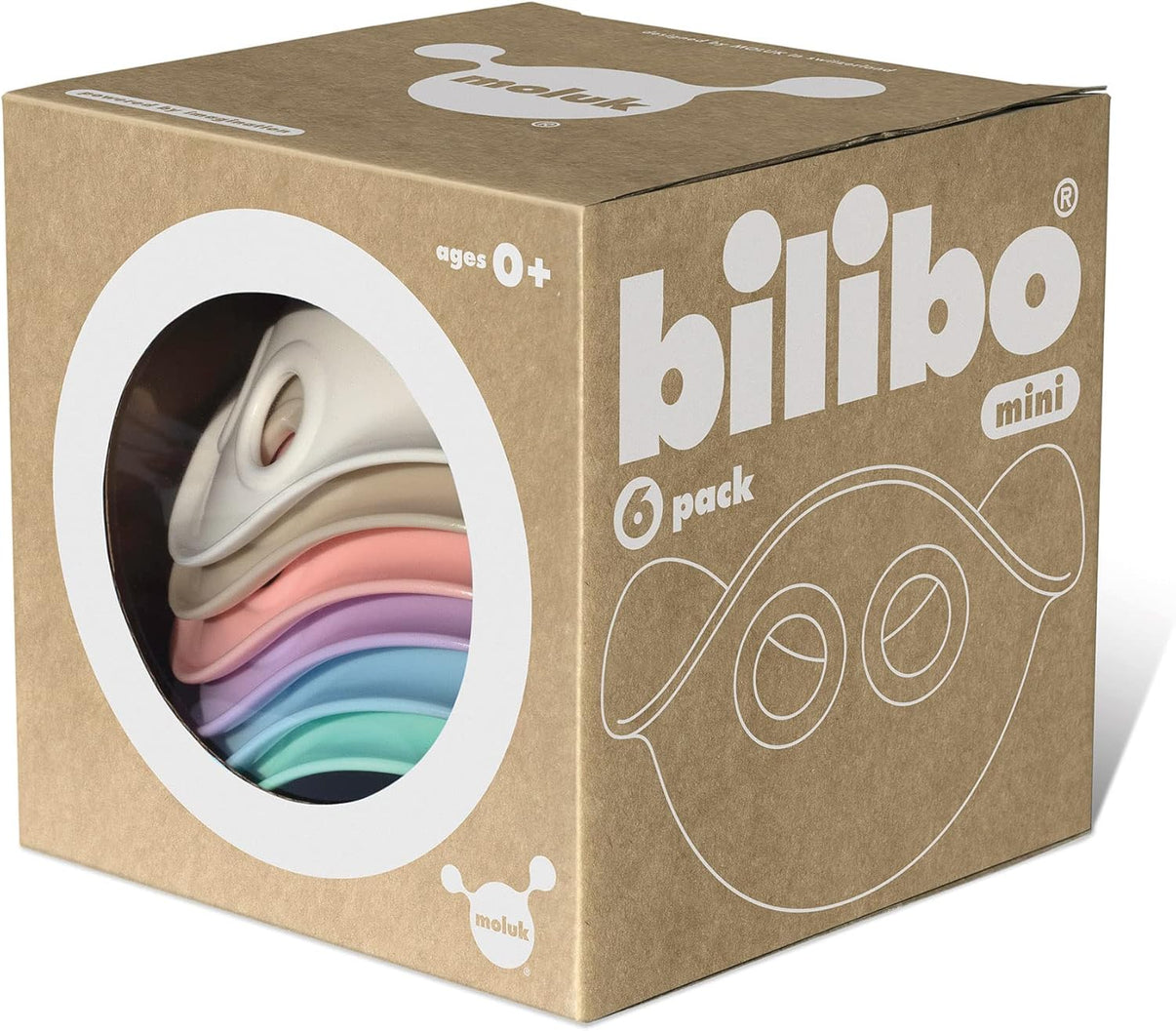 Mini Bilibo pastel 6-pack box with face design