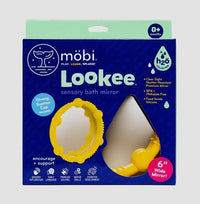 Mobi sensory bath mirror retail box with yellow circular mirror shown