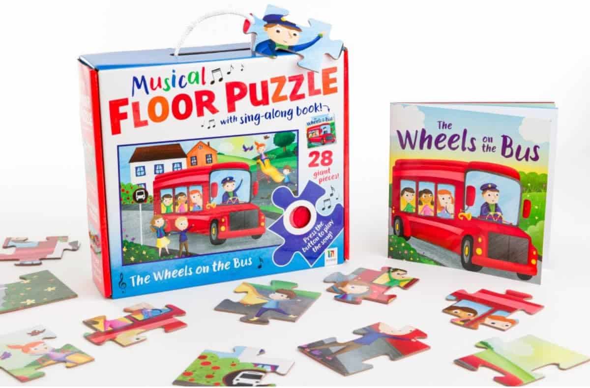 Musical floor puzzle set with 28 pieces, box and jigsaw pieces