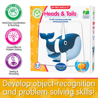 Self-correcting Heads & Tails puzzle box with elephant animal card graphics
