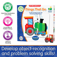 Things That Go self-correcting puzzle set box with truck illustration and age 2–5