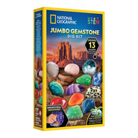 National Geographic STEM Jumbo Gemstone Dig Kit box with gemstone specimens