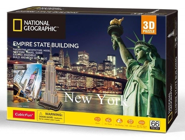 National Geographic 3D puzzle box for the Empire State Building with New York skyline art