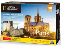National Geographic 3D puzzle box featuring Notre-Dame de Paris and Paris skyline graphic