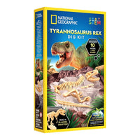 Dinosaur dig kit box featuring Tyrannosaurus Rex and illustrated skeleton assembly