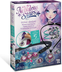 Cosmic jewelry craft kit box with star-themed girl artwork and necklace accessories