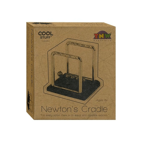 Newton's Cradle small retail box with Cool Stuff branding and product illustration