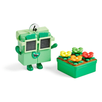 Green Number 4 character toy with side machine and colorful flower pots