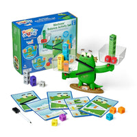 Balance activity math set: green crocodile scale, blocks, and activity cards