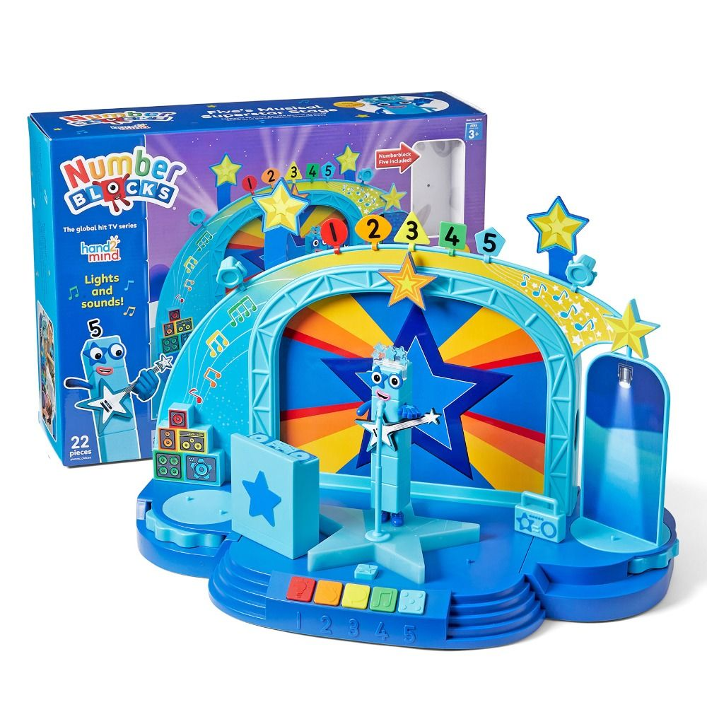 Numberblocks stage toy in retail box with blue star arch and numbered sound theme