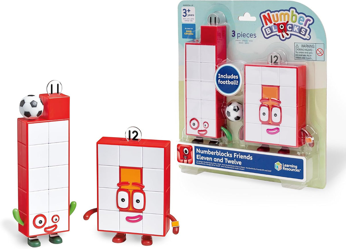 Numberblocks Friends Eleven and Twelve figure pack with two cube characters shown on the box
