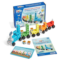 MathLink cubes express train activity set with colorful cube train pieces and activity sheets