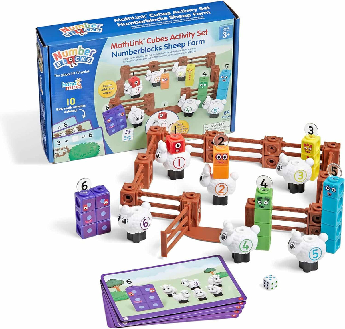 Numberblocks MathLink cubes sheep farm activity set with numbered fences and sheep