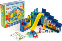 Numberblocks Learning Resources toy playset box with yellow slide and accessories