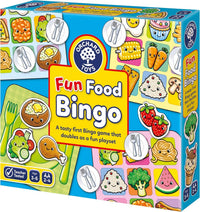 Fun Food Bingo board game retail box with food-themed bingo cards