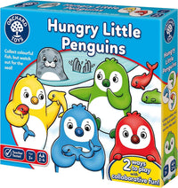 Hungry Little Penguins board game box with penguin and fish character artwork