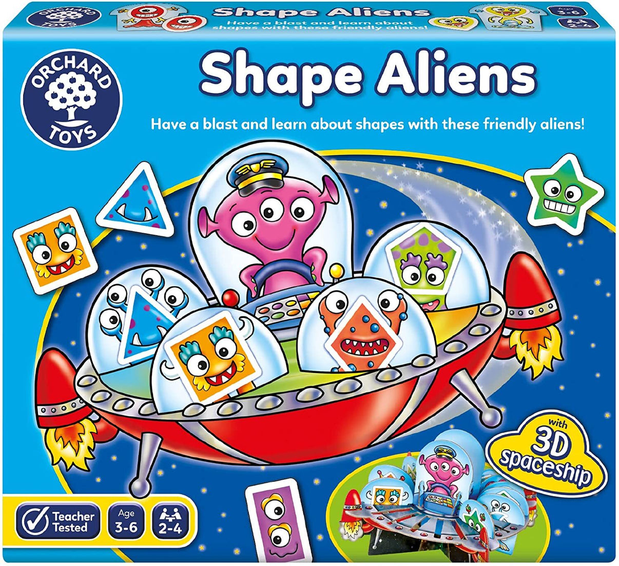 Shape Aliens toy set box showing spaceship and friendly alien characters