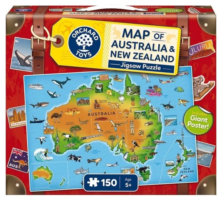 Orchard Toys Map of Australia & New Zealand jigsaw puzzle box with 150 pieces