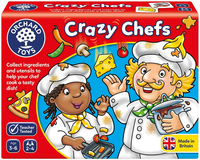 Food matching and memory game box with chef characters and ingredient icons