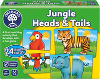 Orchard Toys Jungle Heads & Tails matching game box, green with jungle animal artwork