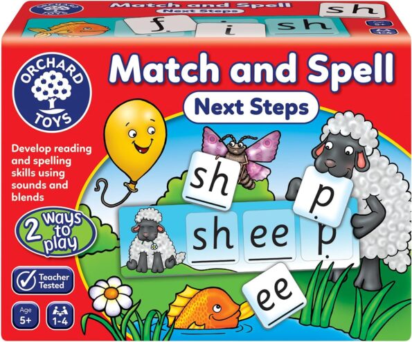 Orchard Toys Match and Spell Next Steps game box with sheep and letter cards