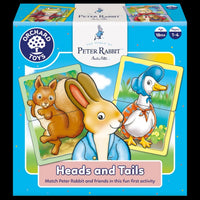 Orchard Toys Peter Rabbit heads-and-tails card game box, illustrated cards