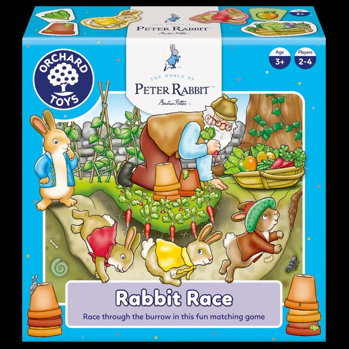 Orchard Toys Rabbit Race matching game box, age 3+ with Peter Rabbit art