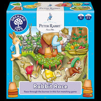 Orchard Toys Rabbit Race matching game box, age 3+ with Peter Rabbit art