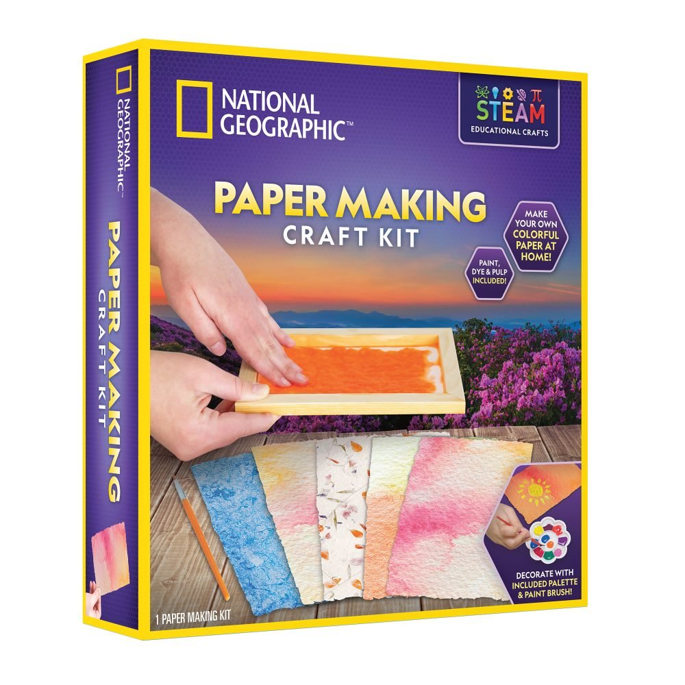 National Geographic paper making craft kit box with multicolor paper sheets