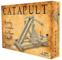 Wooden Roman catapult model displayed on retail packaging