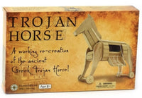 Wooden Trojan Horse model kit in retail box with illustrated horse and lettering