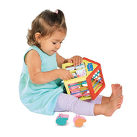 Activity house toy with rainbow side frame and character pieces