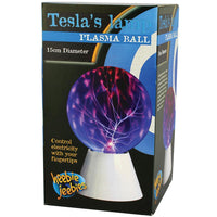 Plasma ball lamp gift box showing a glowing purple sphere with electric arcs