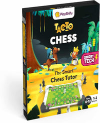 PlayShifu Tacto chess game set box with digital board, figurines, and smart tech branding