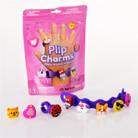 Purple silicone charm bracelet with assorted animal and emoji charms