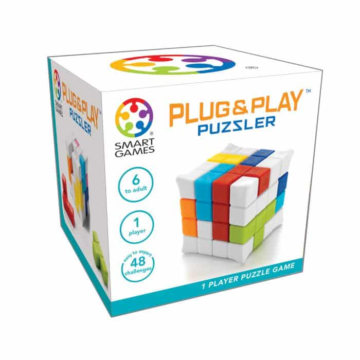 Plug & Play Puzzler puzzle box with colorful cube graphic