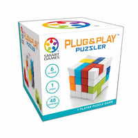 Plug & Play Puzzler puzzle box with colorful cube graphic