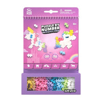 Plus-Plus puzzle by number activity pad with unicorn design, 125 pieces