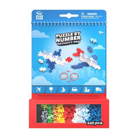 Transportation puzzle number activity pad with 125 colorful jigsaw pieces, red base