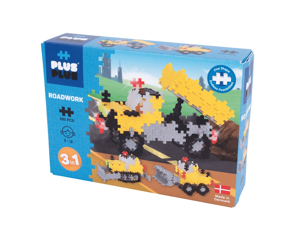 Plus-Plus Roadwork 3-in-1 building set box, 220 pcs, colorful street scene design