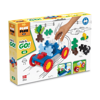 Plus-Plus BIG make & Go 46pc box with multicolor blocks and red wheels